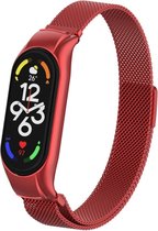 Milanees Smartwatch bandje - Geschikt voor Xiaomi Mi Band 7 Milanese band - rood - Strap-it Horlogeband / Polsband / Armband