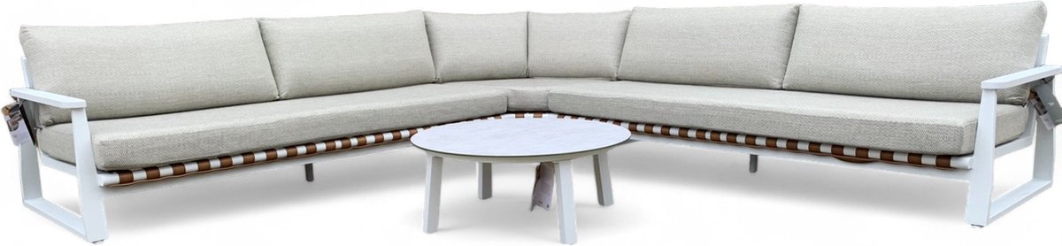 Mondial Living Loungeset / Hoekset Molvena | Aluminium Frame Wit Grijs/beige
