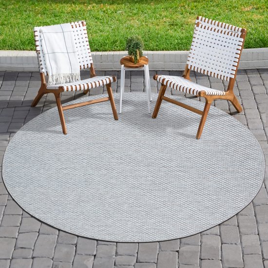 Carpet Shed Uni Tapis rond intérieur et extérieur Tapis Plein air Solid à poils courts Grijs- 120 cm rond