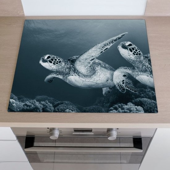AOXHFNV Beddengoedset zeeschildpadden, 135 x 200 cm, blauw, onderwaterwereld, zeesterren en rood koraalpatroon, voor kinderen, jongens en meisjes (zeesterren