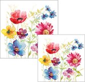 Ambiente servetten - voorjaarsbloemen aquarel - 2 pakjes 33x33cm en 25x25cm - roze blauw geel - voorjaar