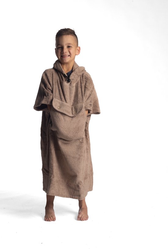 Poncho Belieff® pour enfant - Tissu éponge absorbant l'eau - Doux confortable - Coton égyptien - Beige