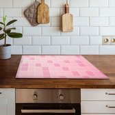 Inductiebeschermer roze tegeltjes | 65 x 52 cm | Keukendecoratie | Bescherm mat | Inductie afdekplaat