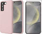 Hoesje geschikt voor Samsung Galaxy S24 - Screenprotector Glas - Mat Back Case Roze