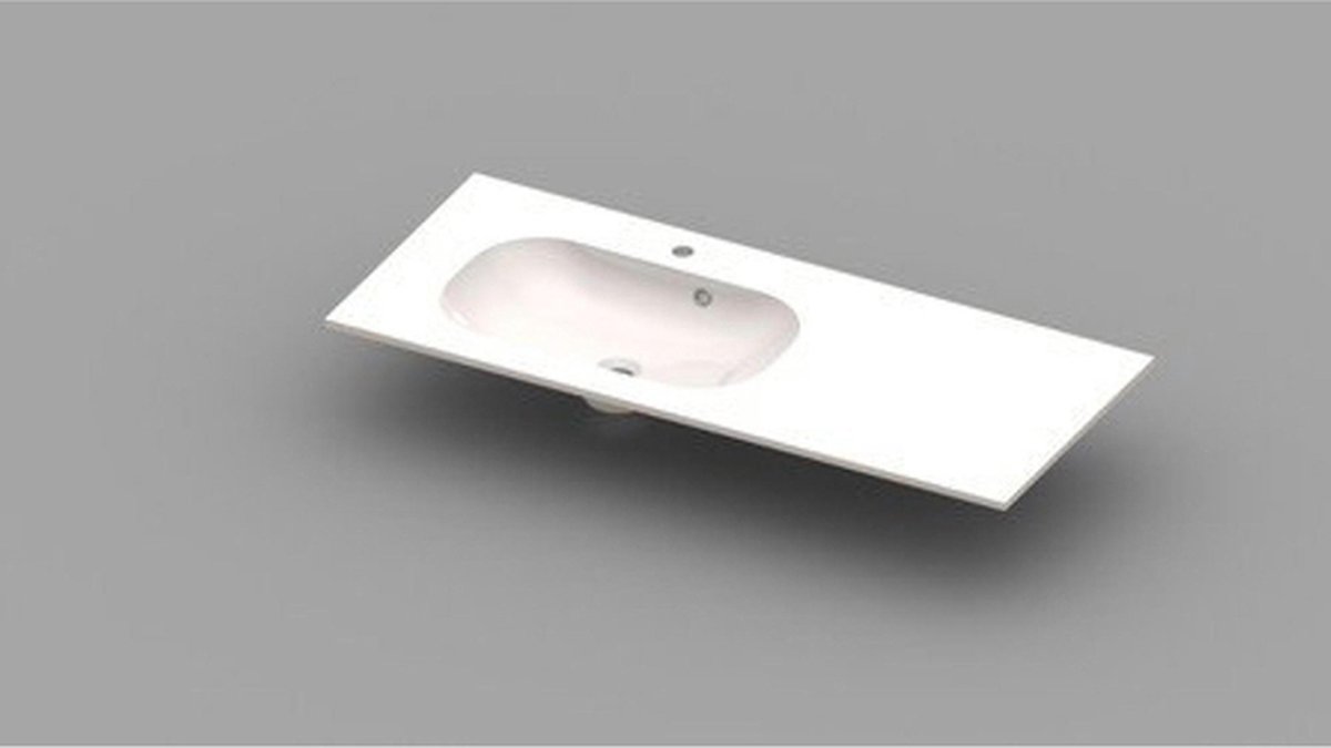 Nemo Spring Ovum 20 meubelwastafel links 1200 x 500 x 200 mm met overloop wit kunstmarmer