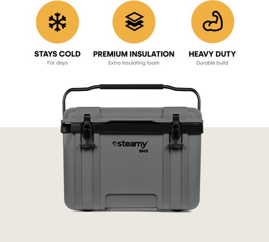 Steamy BMX 26 - Koelbox voor op de Bouw - 26 Liter - Grijs van Steamy BMX — afbeelding 2
