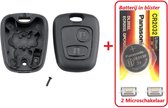 Étui pour clé de voiture 2 boutons avec pile et micro-interrupteurs adapté pour étui de clé de voiture Toyota Aygo / Citroen C1 C2 C3 / Peugeot Partner / Peugeot 107-307.