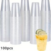 100x plastic bekers 250ml - volledig recyclebaar - transparant / doorzichtig - herbruikbaar - bierglazen / limonadeglazen - kunststof beker
