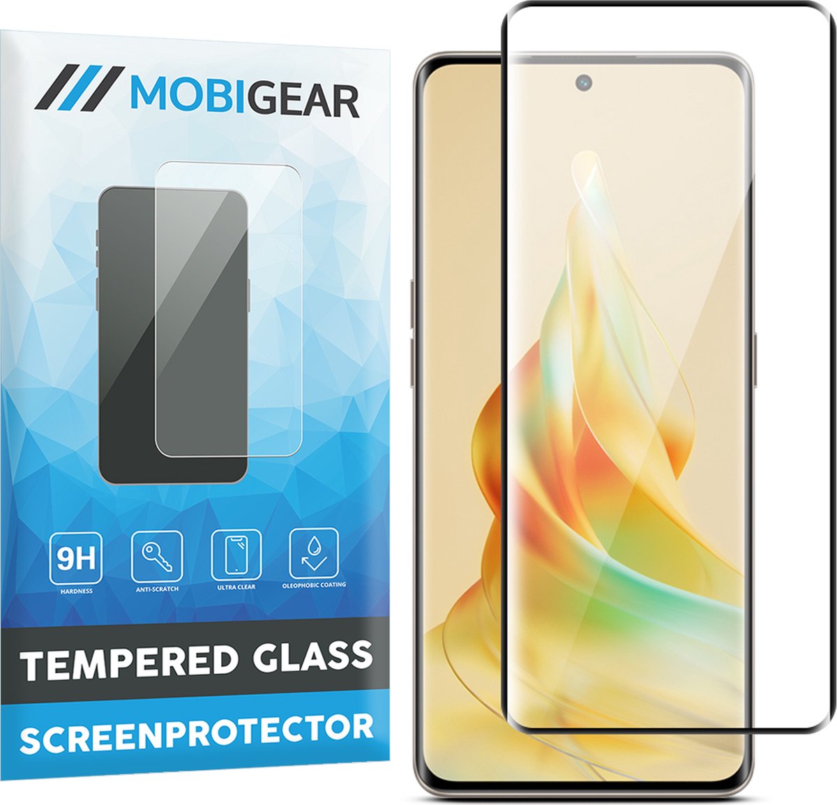 Mobigear Screenprotector geschikt voor OPPO Reno 8T 5G Glazen | Mobigear Premium Screenprotector - Case Friendly - Zwart