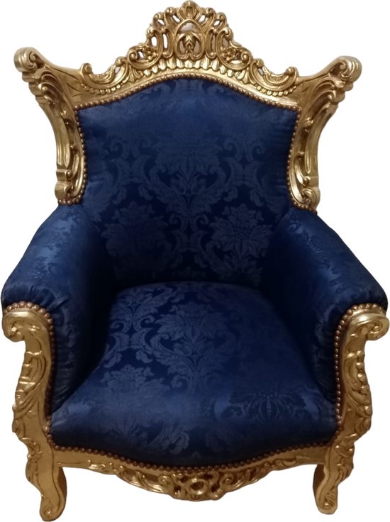 Barok luxe fauteuil - blauw goud