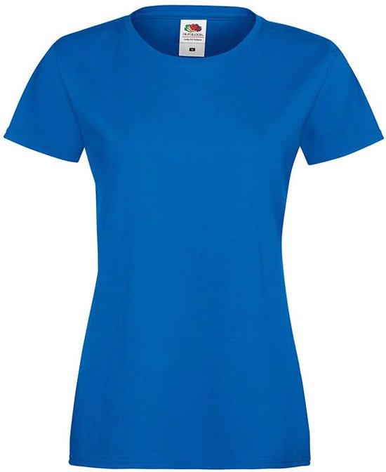 Foto: Fruit of the loom lady fit dames sofspun t shirt koningsblauw extra large