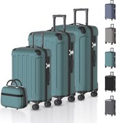Ensemble valise Voyagoux® 4 pièces - Ensemble valise ABS - L / M / S / XS - Valise - Vert foncé
