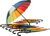 Voordelverpakking: Set van 10 Regenboog Paraplu voor Volwassenen - 98cm Diameter LGBTQ Paraplu | Windproof met Haak Handvat - Multikleur