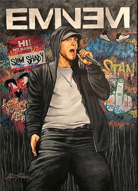 Allernieuwste.nl® Canvas Rapper Eminem - Hiphop Rap Artiest - Slim Shady - Kleur - 60 x 90 cm