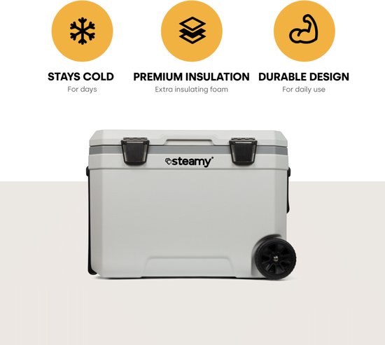 Steamy Marine 45 Roller - Grote Koelbox op Wielen - Speciaal voor op de boot - 45 Liter - Wit van Steamy — afbeelding 3