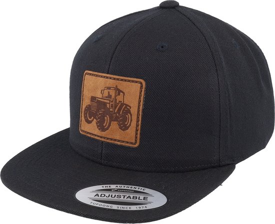 Hatstore- Kids Tractor Engraved Patch Black Snapback - Kiddo Cap