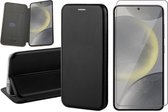 Hoesje geschikt voor Samsung Galaxy S24 - Screenprotector Glas - Wallet Book Case Zwart