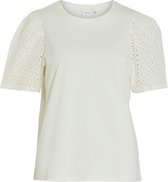 Vila T-shirt Vimerry S/s Emb Anglaise Top 14093507 Egret Dames Maat - M