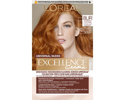 L'Oréal Paris Excellence Universal Nudes Licht Koperrood 8UR - Permanente Haarkleuring Zonder Ammoniak