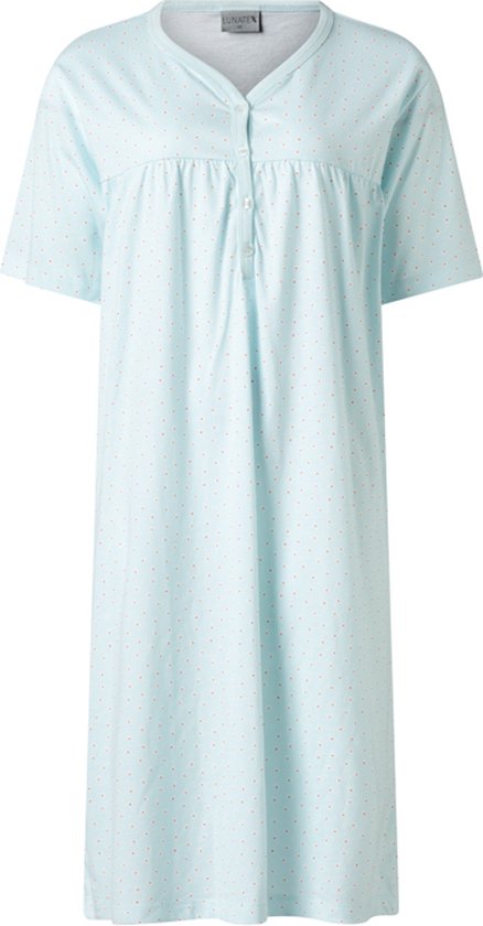 Dames nachthemd korte mouw van Lunatex 224160 in mint/blauw kleur maat XL
