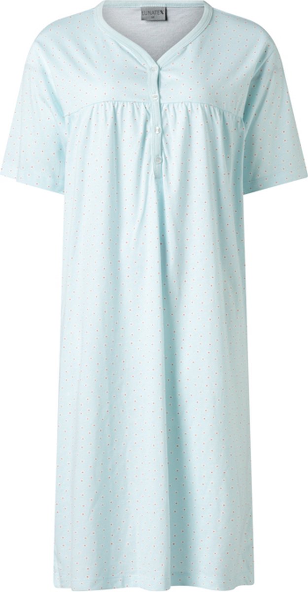 Dames nachthemd korte mouw van Lunatex 224160 in mint/blauw kleur maat XL - MOEDERDAG DEAL