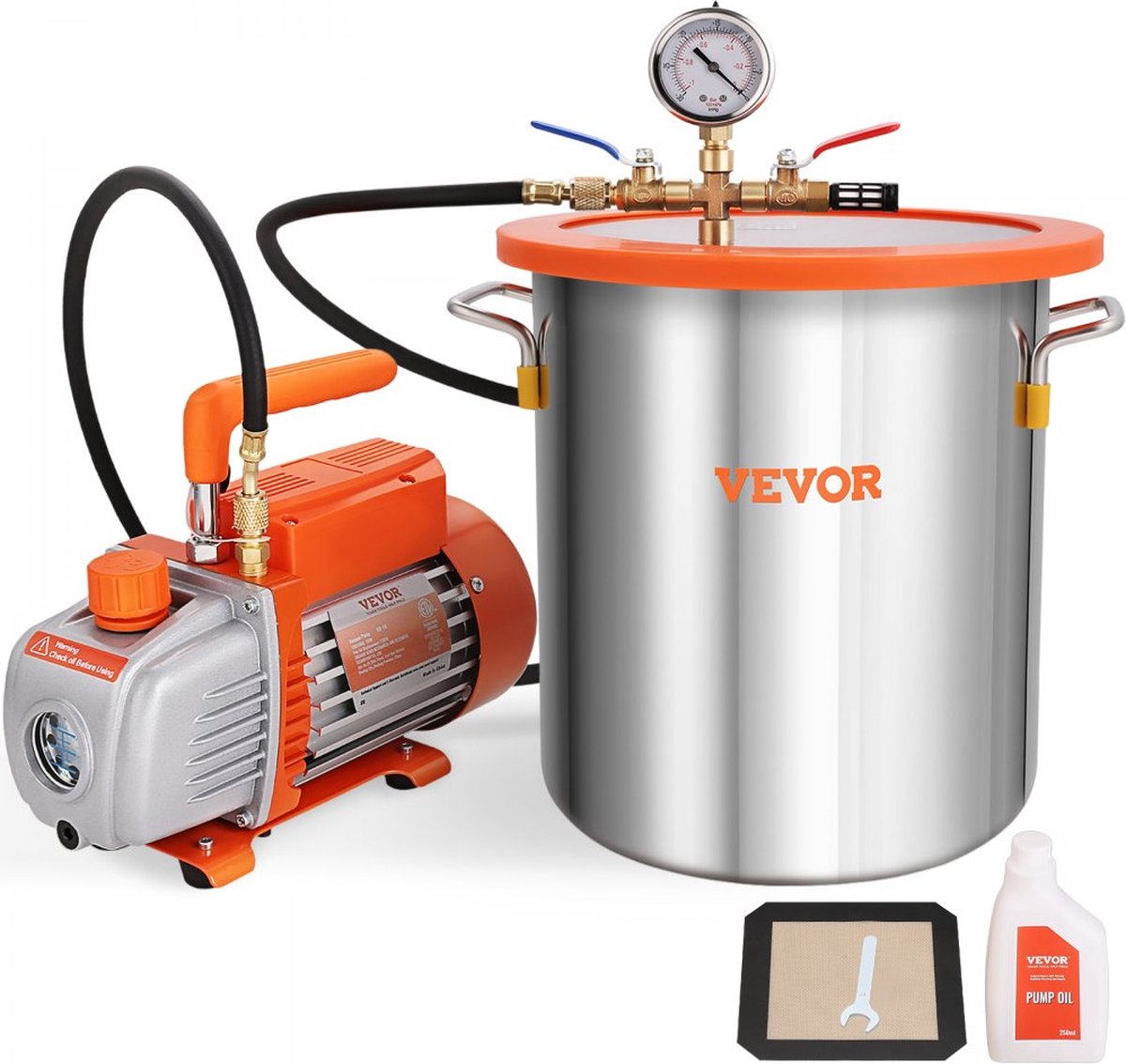 Vacuümpomp met 19L Vacuümkamer 100L/min Vacuumpomp 150W Ac 220V/50HZ 1440RPM 5pa 250ml Olie Capaciteit Hvac Vacuüm Apparatuur Koeling