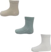 3 paar jongens sokken - Groen - Beige - Crème - Maat 6-9 mnd - 74