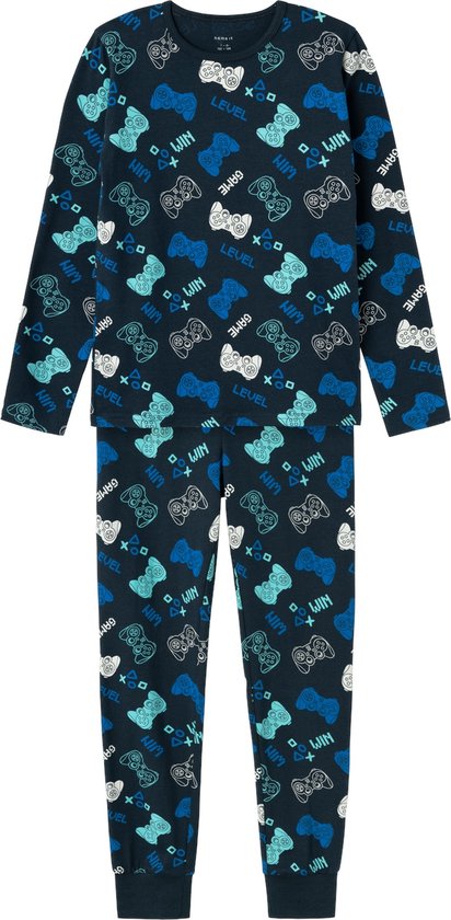 Name It Kinder Pyjama Jongens Lang Blauw Gamer - Maat 98/104