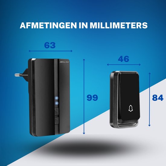 Bell4U Kinetische Draadloze Deurbel Zonder Batterijen - Plug & Play - 2 Ontvangers en 2 Beldrukkers - Waterdicht - Bereik Tot 100 Meter — afbeelding 5