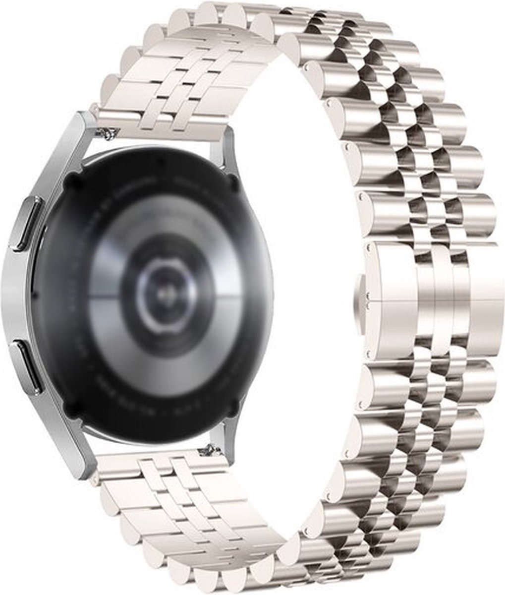 By Qubix Stalen band 20mm - Starlight / sterrenlicht - Geschikt voor Samsung Galaxy Watch 7 (40 & 44mm) - Galaxy Watch 6 - Galaxy Watch 6 Pro - Galaxy Watch 5 - Galaxy Watch 5 Pro - Galaxy Watch 4 - Galaxy Watch 4 Classic - Active2 - Watch 3 (41mm)