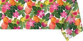 Raved Tafelzeil Roze Fruit  140 cm x  200 cm - Groen - Bloemen - PVC - Afwasbaar