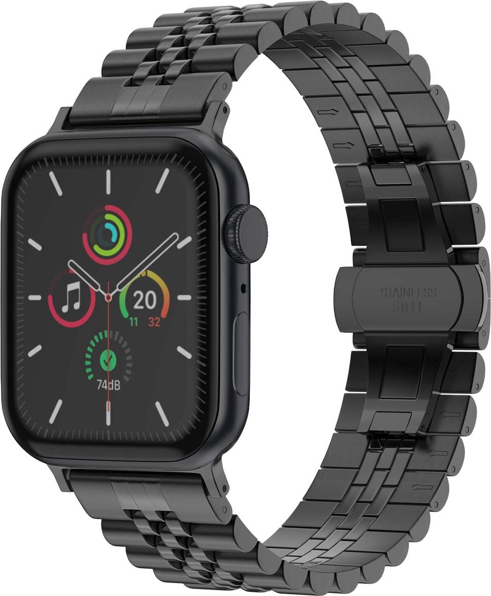 Selencia Jubilee stalen bandje voor de Apple Watch Series 1 / 2 / 3 / 4 / 5 / 6 / 7 / 8 / 9 / SE - 38 / 40 / 41 mm - Zwart