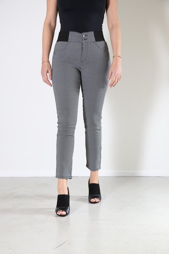 New Star dames broek - broek slim fit model - Melbourne - zwart/wit print - lengte 29 - maat 29