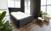 Maxi Maja - AMOR II tweepersoonsbed - Bed met frame - Container naar boven openend - Chromen poten - 180 x 200 - Kleur Grafiet - Monolith 97 stof