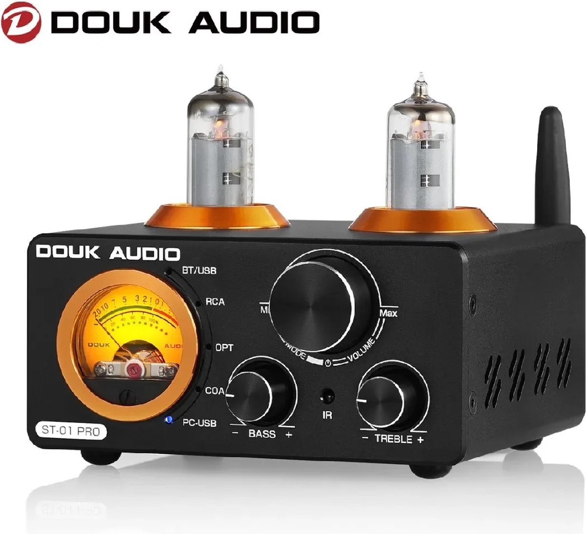 Douk ST Pro - Buizenversterker - Hifi - cd, platenspeler versterker bluetooth, usb, coax, 3.5 jack etc. - 2 x 100W - helder geluid - Douk