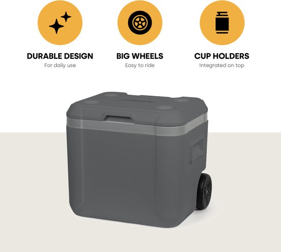 Steamy Cool 52 Roller - Grote Koelbox op Wielen - 52 Liter - Grijs van Steamy — afbeelding 2