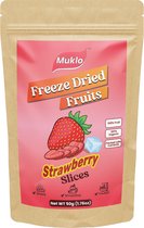 Muklo - Freeze Dried Fruits (Gevriesdroogd Fruit Chips) - Strawberry (Aardbei) Slices - 50 Gram - Gezonde snack - zonder toevoegingen - 100% fruit - Vegan