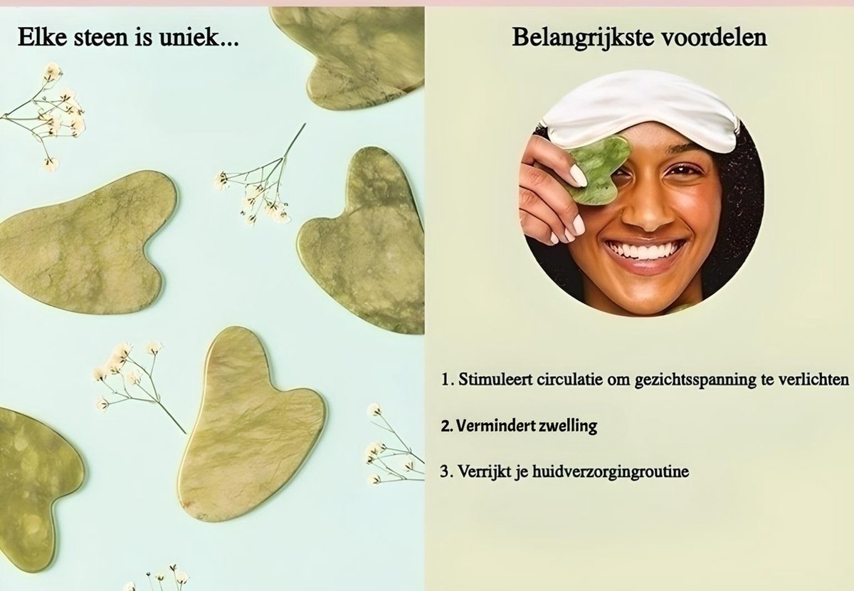 Zoë Ayla gua sha steen - Jade gua sha schrapers - 100% echte jade - Groen