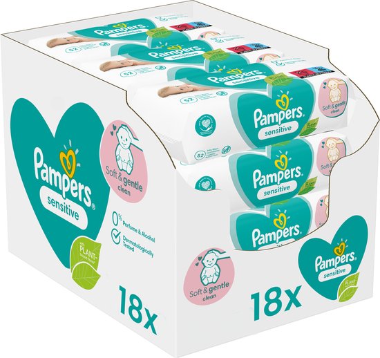 Pampers - Sensitive - Billendoekjes 0% plastic - 936 doekjes - 18 x 52