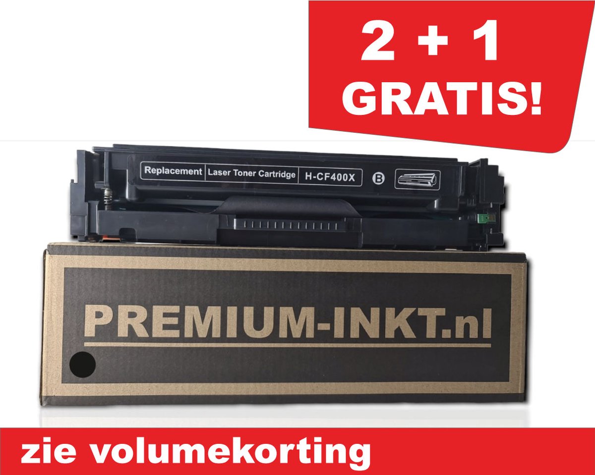 Premium-inkt.nl Geschikt voor HP 201X (cf400x) -Zwart Toner Met Chip -HP Color LaserJet Pro M252dw- M252n- 3100 print paginas