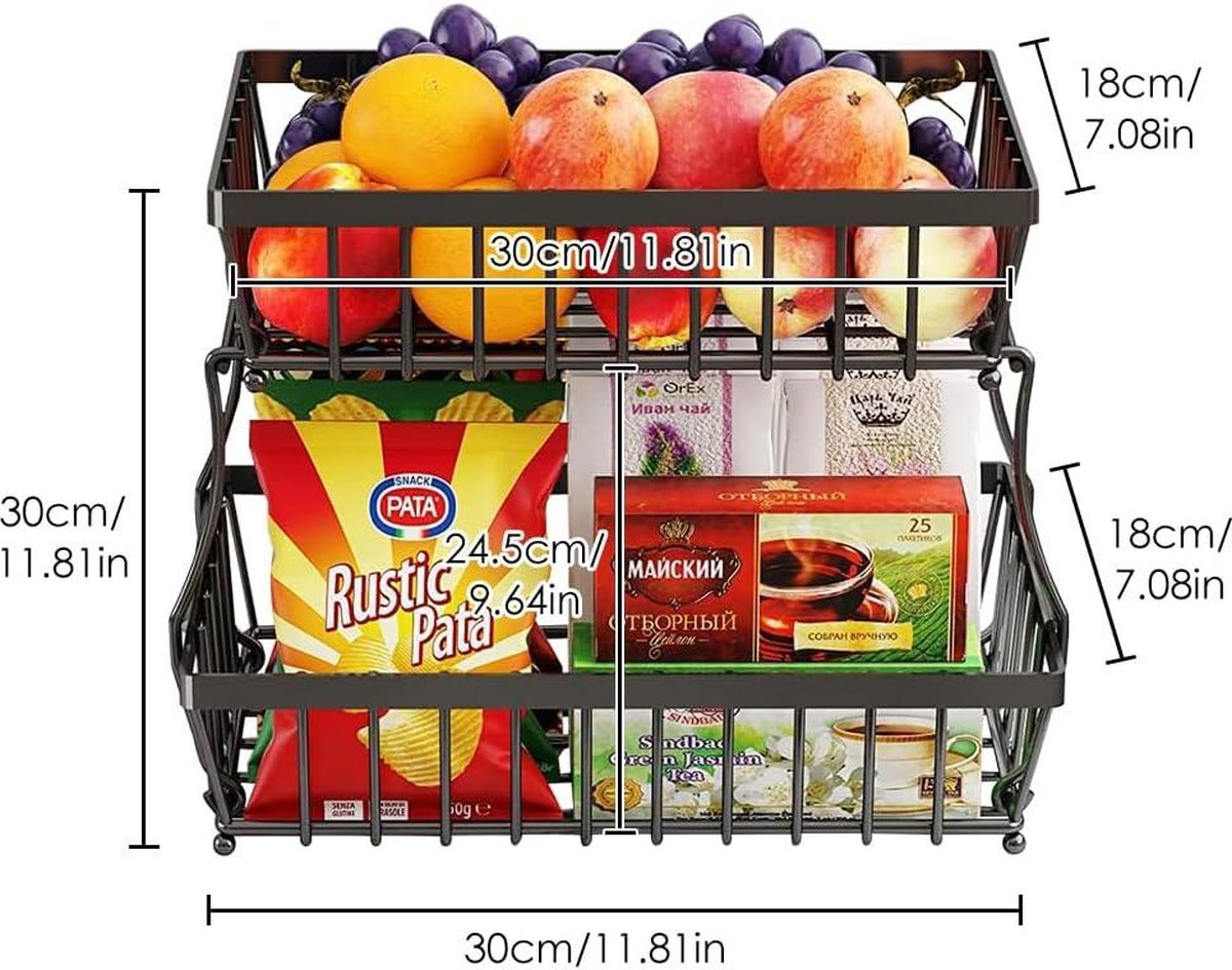 Panier à Fruits Métallique Argenté - Diamètre 30 Cm, Hauteur 9 Cm, Design Ouvert, Stable Avec 3 Boules De Base