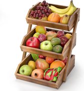 Houten fruitmand 3 niveaus decoratieve fruitmanden organizer groente brood opbergmogelijkheid voor het werkblad keuken - CALM COZY Fruit Basket