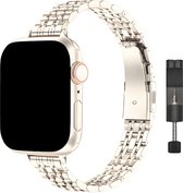 Innerlight® Narrow+ - Starlight - 42/44/45/49mm - Metalen bandje geschikt voor Apple Watch - Schakel Armband RVS - Stainless Steel Watch Band - Roestvrijstaal - Horlogeband - Geschikt als Apple watch bandje voor Series 1/2/3/4/5/6/SE/7/8/9/Ultra