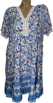 Dames katoenen jurk 6685 bloemenprint M/L blauw