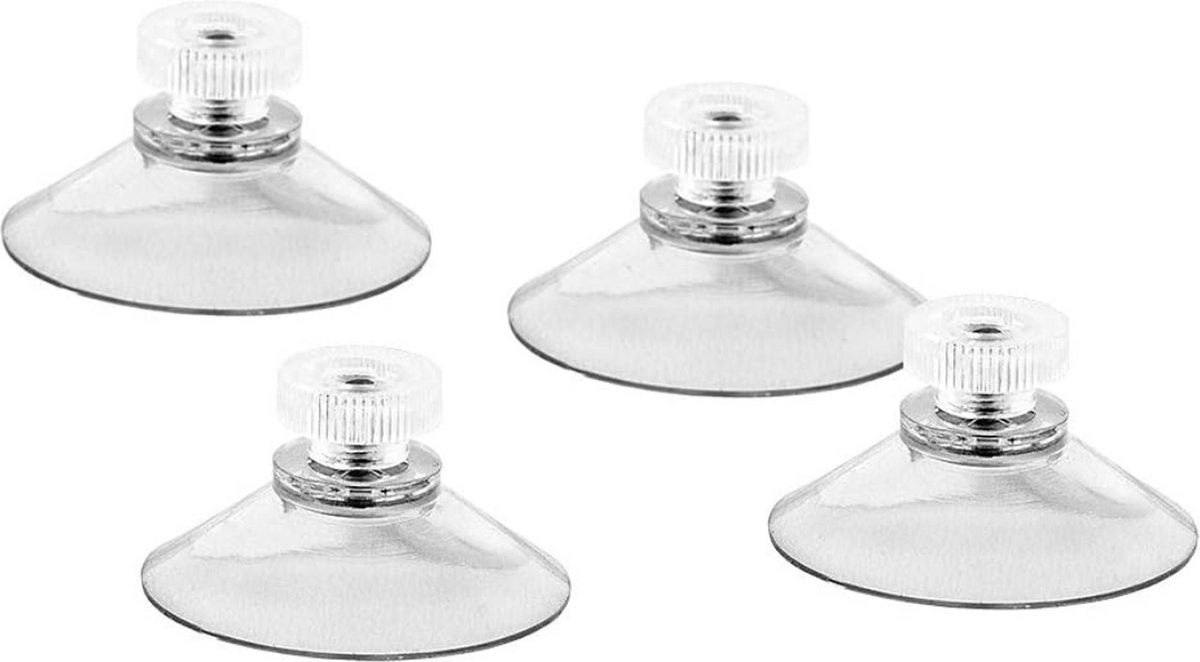 Zuignap met schroefdraad - Transparante Zuignap - 4 Stuks