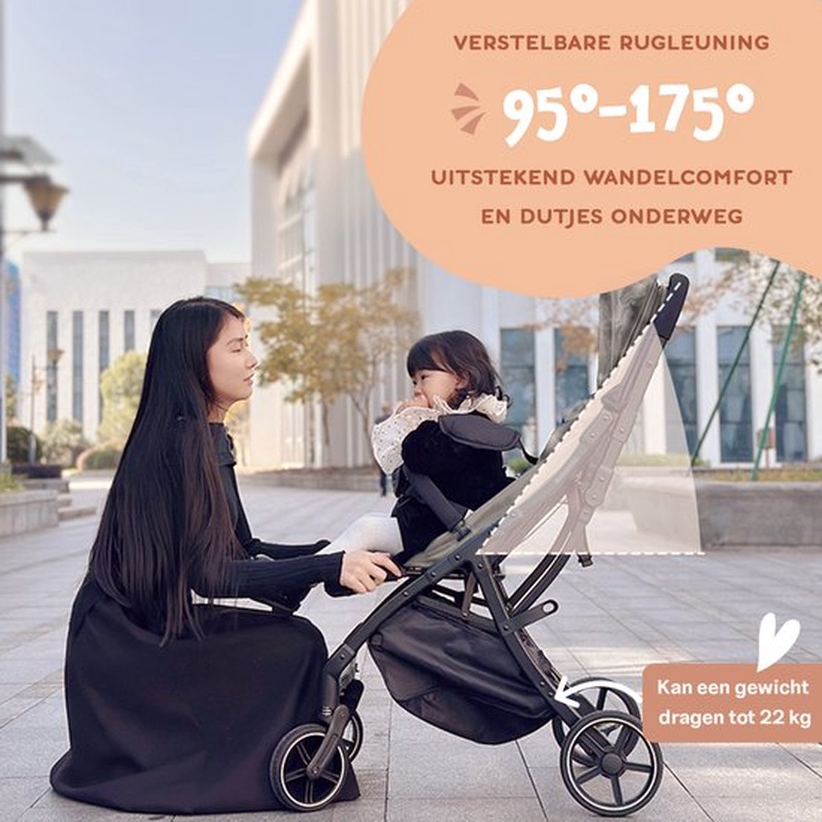 Bellettini® Calesse Buggy met Reistas, Regenhoes en Bekerhouder - Kinderwagen - Plooibuggy - Lichtgewicht & Compact - Grijs – foto 3