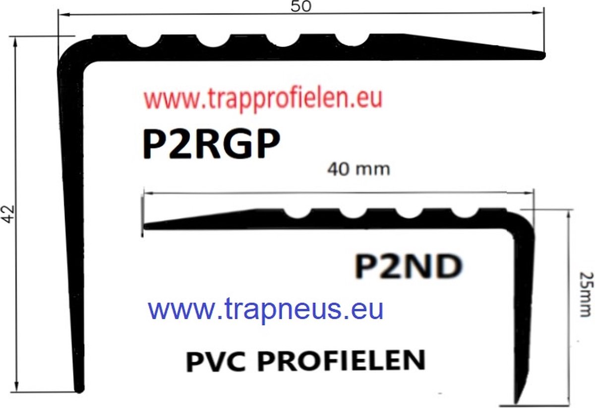 PerfectPVC PVC traprandprofiel zelfklevend 65 x 40 mm 1,00 m anti-slip profiel trapprofiel randbescherming hoekprofiel van kunststof voor traptreden trappen bruin