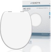 WC-bril met softclosemechanisme van hout - Wit - Toiletdeksel met automatisch sluiting - 45L x 37B cm - van stevig MDF-hout is duurzaam en universele standaardafmetingen - eenvoudige montage
