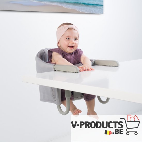 Foto: V v products kinderstoel eetstoel tafelhangstoel opvouwbaar inklapbaar baby wipper grijs