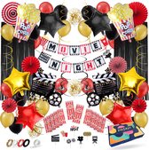 Fissaly 87 Stuks Filmavond & Bioscoop Feest Versiering – Popcorn & Movie Night Decoratie – Film Avond Themafeest - Ballonnen - Verjaardag Feestje